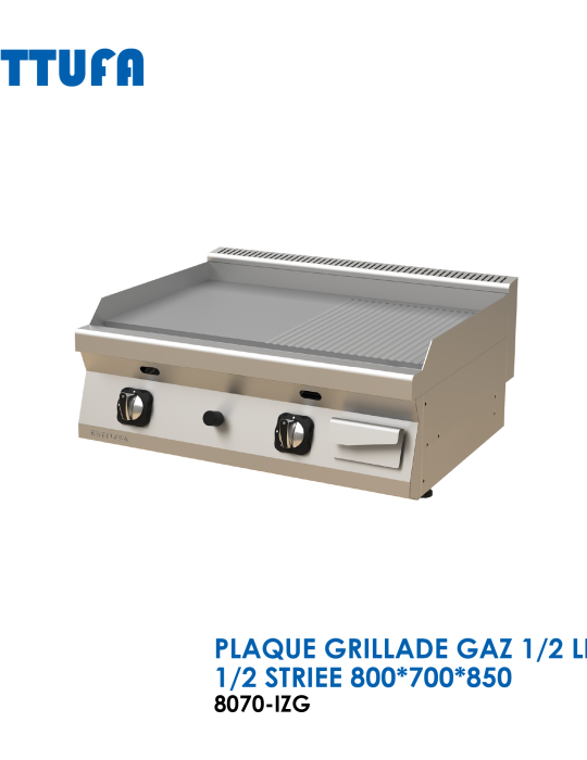 PLAQUE GRILLADE GAZ 1-2 LISSE 1-2 STRIEE 8070-IZG-01